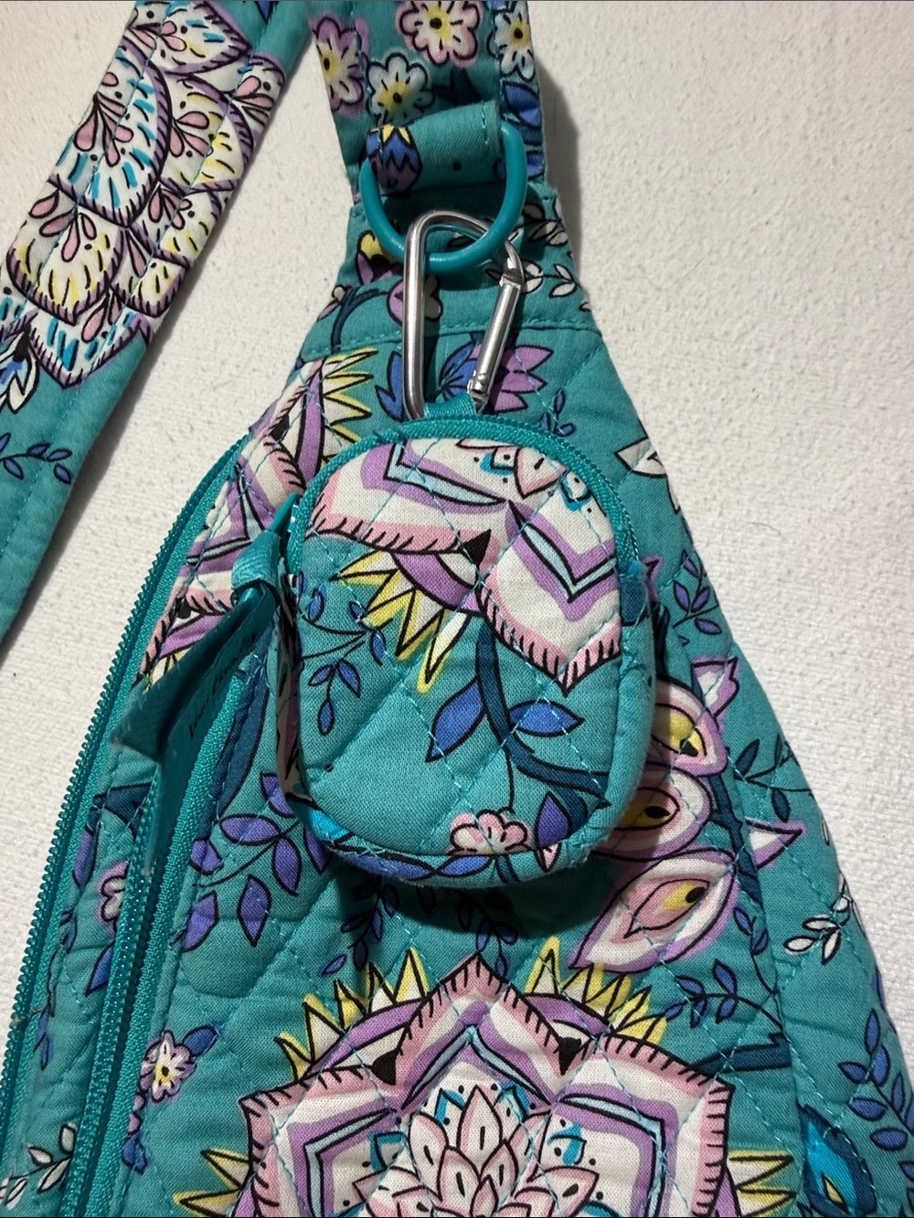 Vera Bradley Teal Floral Quilted Crossbody Sling Bag - Picture 5 of 7